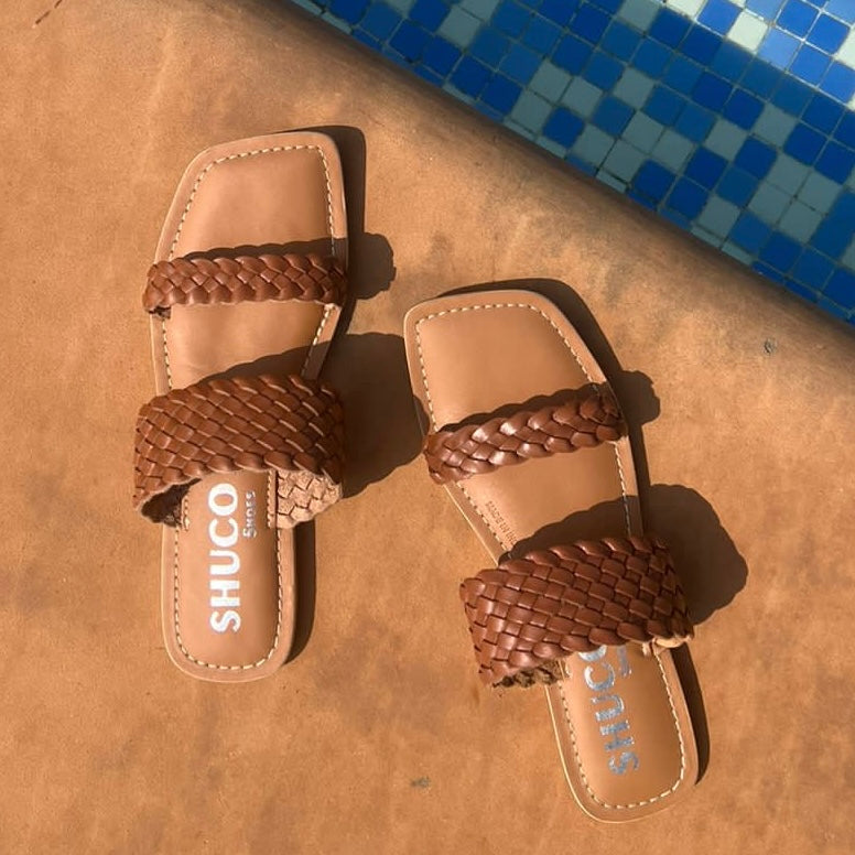JEN COGNAC FLAT SANDAL
