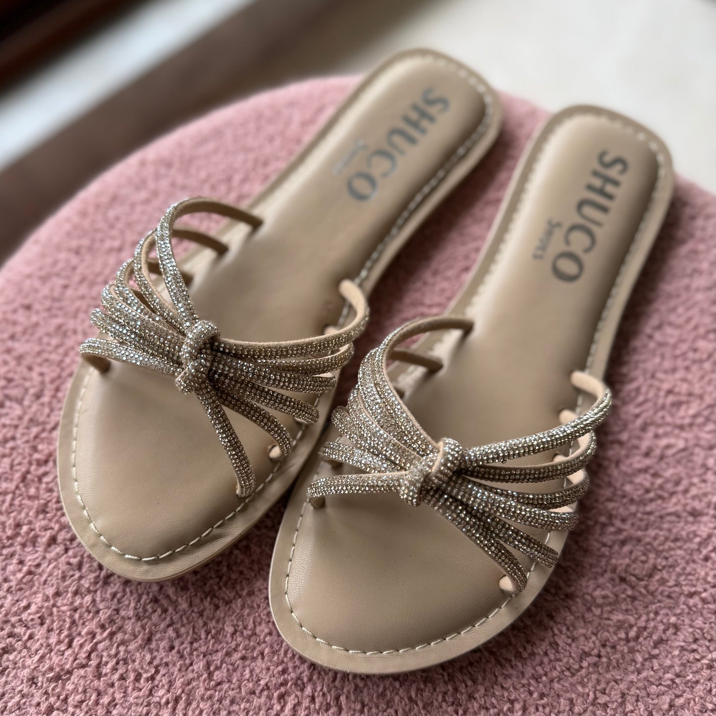 ARCHIE NUDE EMBELLISHED FLAT SANDAL