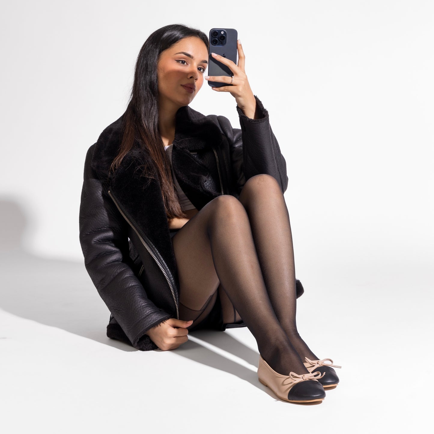KATE NUDE BLACK BALLERINA