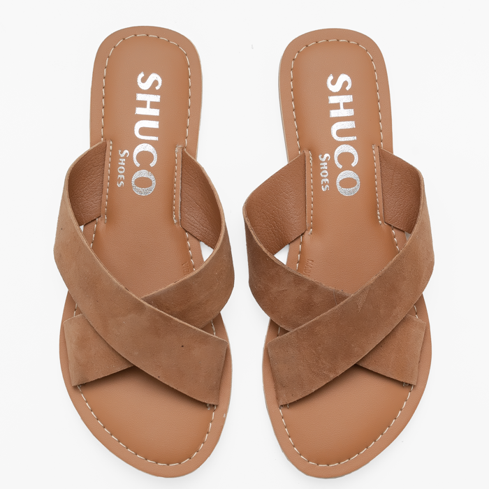 BRIA TAN SUEDE FLAT SANDAL
