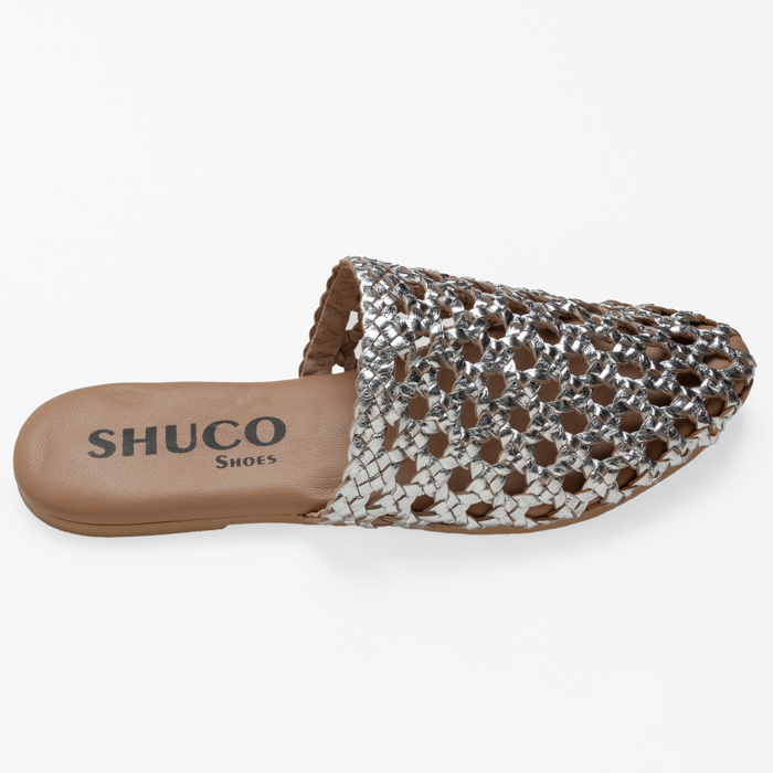 ELLA SILVER FLAT MULE