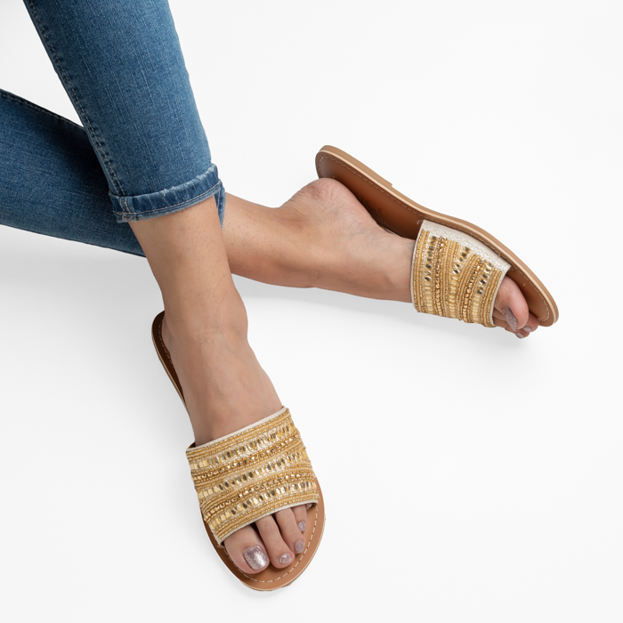 Gold criss cross online sandals