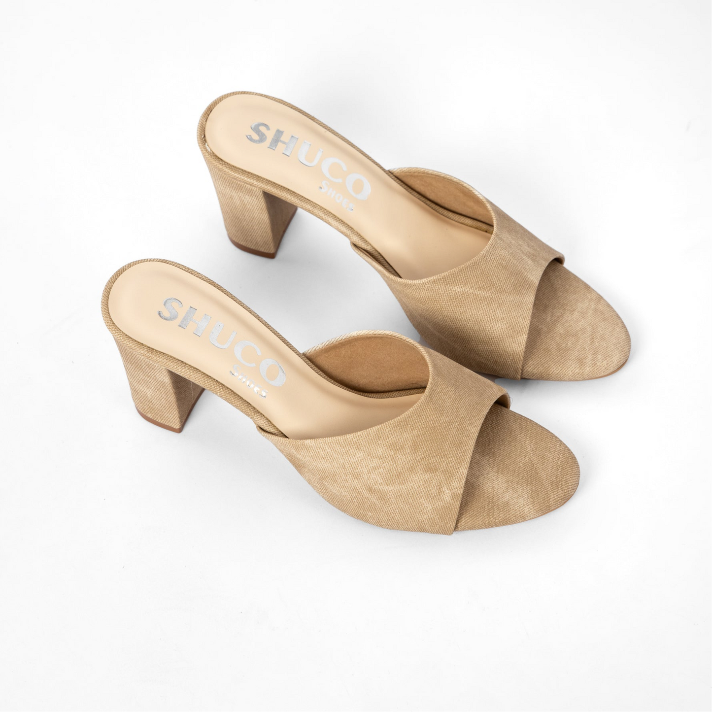 LUNA NUDE DENIM HEEL SANDAL