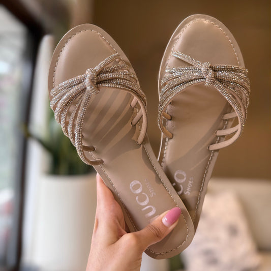 ARCHIE NUDE EMBELLISHED FLAT SANDAL