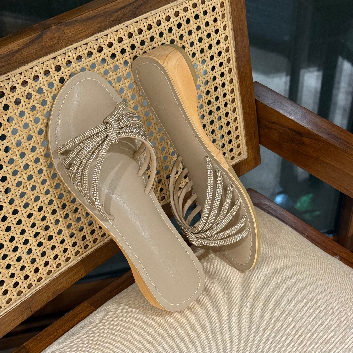 CINDERELLA NUDE EMBELLISHED HEEL SANDAL
