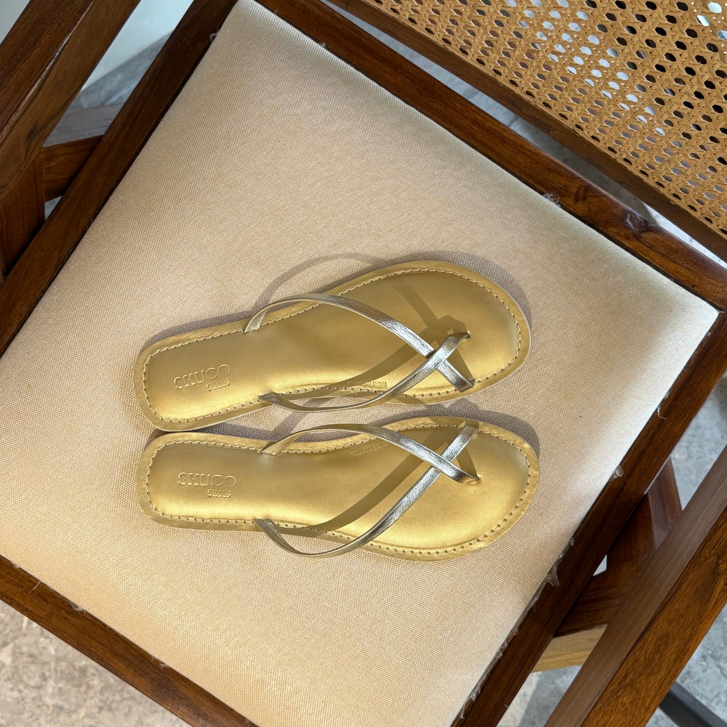CASSIDY GOLD FOILED FLAT SANDAL