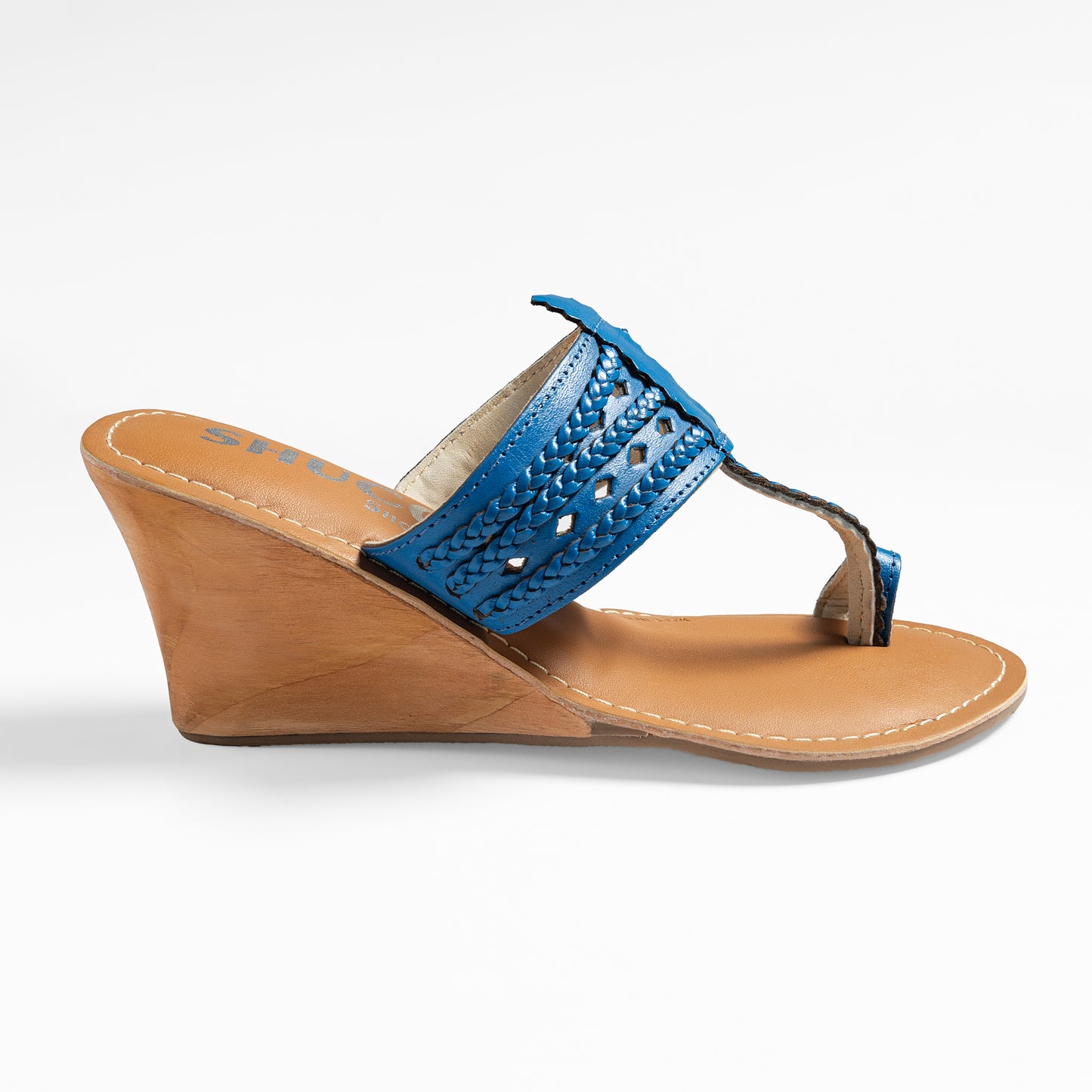 VERA BLUE WEDGE HEEL KOLHAPURI