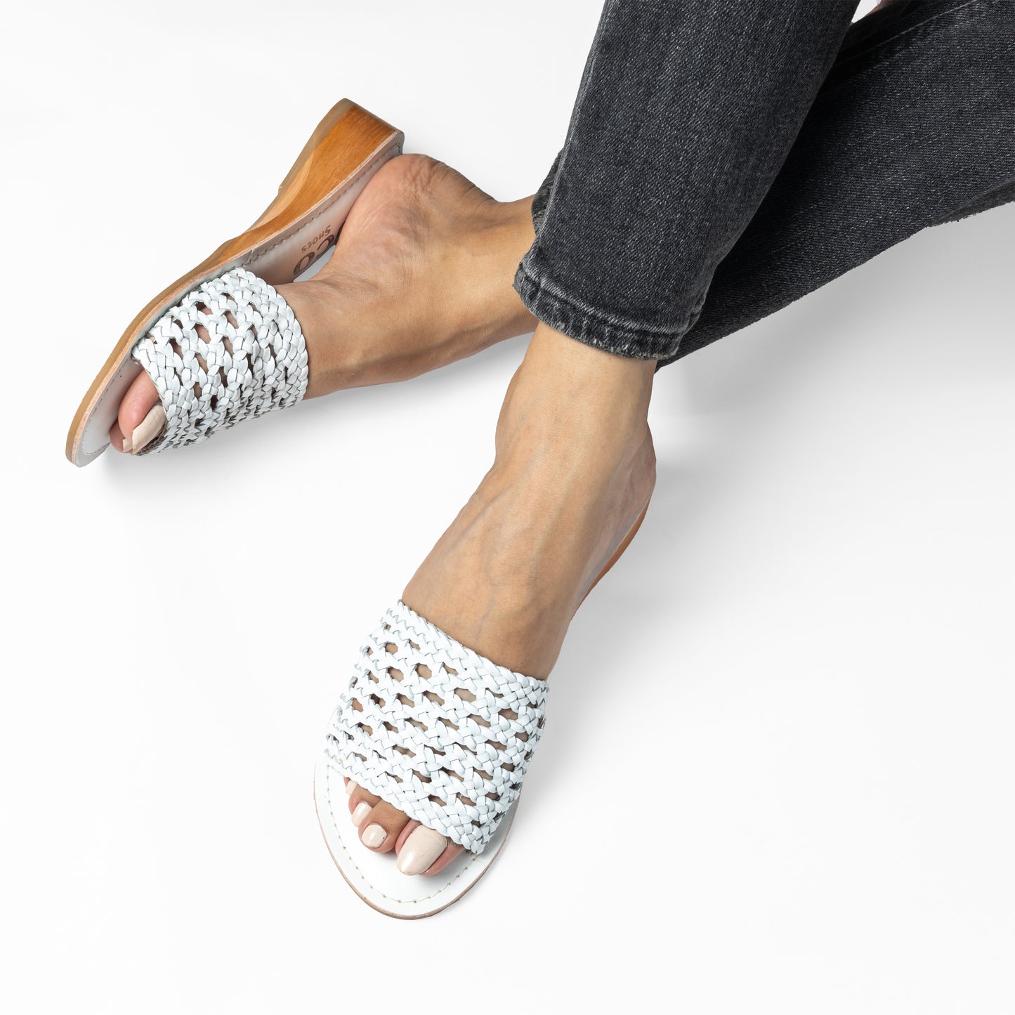 AURA WHITE/WHITE WEDGE HEEL SANDAL