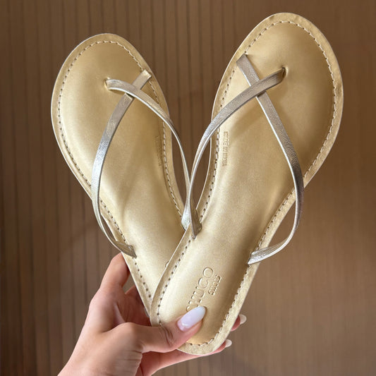CASSIDY GOLD FOILED FLAT SANDAL
