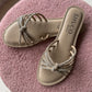 ARCHIE NUDE EMBELLISHED FLAT SANDAL