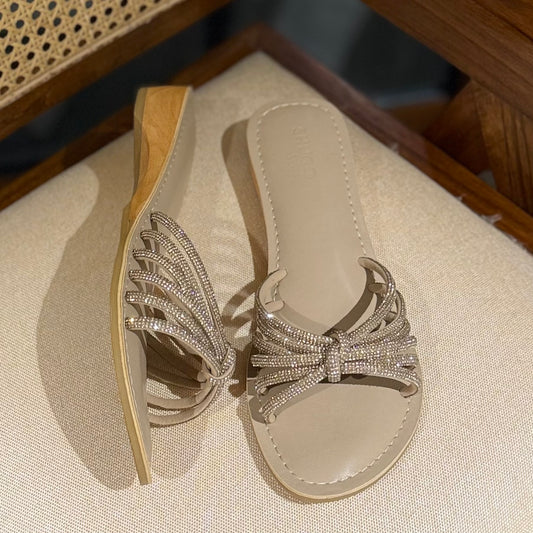 CINDERELLA NUDE EMBELLISHED HEEL SANDAL
