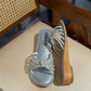 CINDERELLA SILVER/WHITE EMBELLISHED HEEL SANDAL