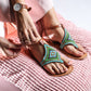 HAZEL TAN EMBROIDERED FLAT SANDAL