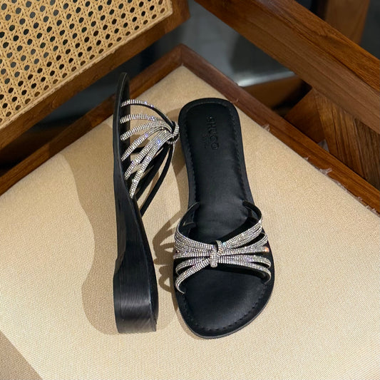 CINDERELLA BLACK EMBELLISHED HEEL SANDAL
