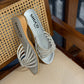 CINDERELLA SILVER/WHITE EMBELLISHED HEEL SANDAL