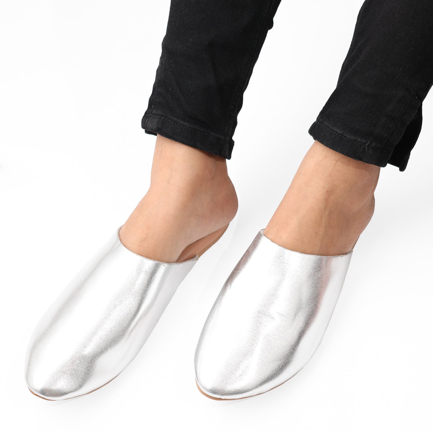 ABBY SILVER FLAT MULE