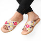 FIONA SILVER EMBROIDERED FLAT SANDAL