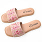 ZAHRA NATURAL PINK EMBROIDERED FLAT SANDAL