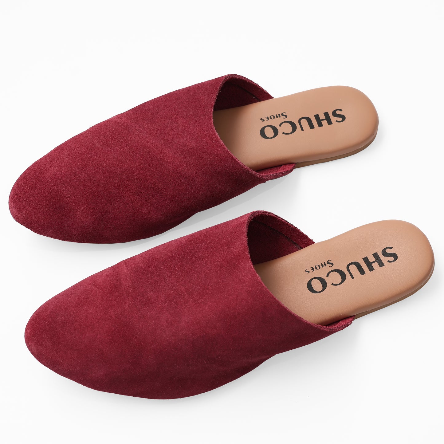 ABBY BURGANDY SUEDE FLAT MULE