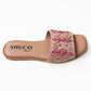 ZAHRA NATURAL PINK EMBROIDERED FLAT SANDAL