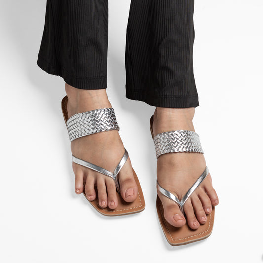 CAPRI SILVER FLAT SANDAL