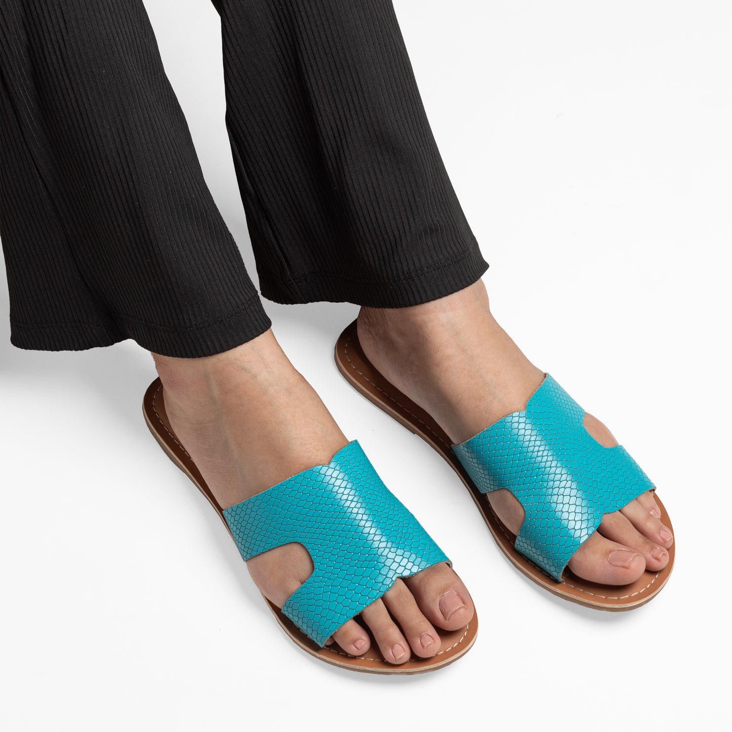 KARA TURQUOISE FLAT SANDAL