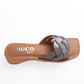 LESLIE PEWTER/NATURAL WEDGE HEEL SANDAL