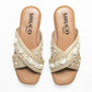 MARY BEIGE EMBROIDERED FLAT SANDAL