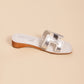 JODIE WHITE/SILVER WEDGE HEEL SANDAL