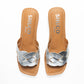 LESLIE WEDGE HEEL SILVER FOILED SANDAL