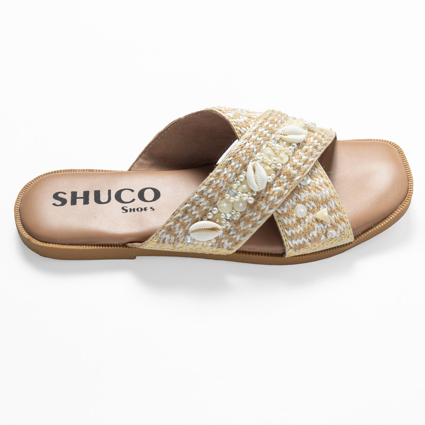 MARY BEIGE EMBROIDERED FLAT SANDAL