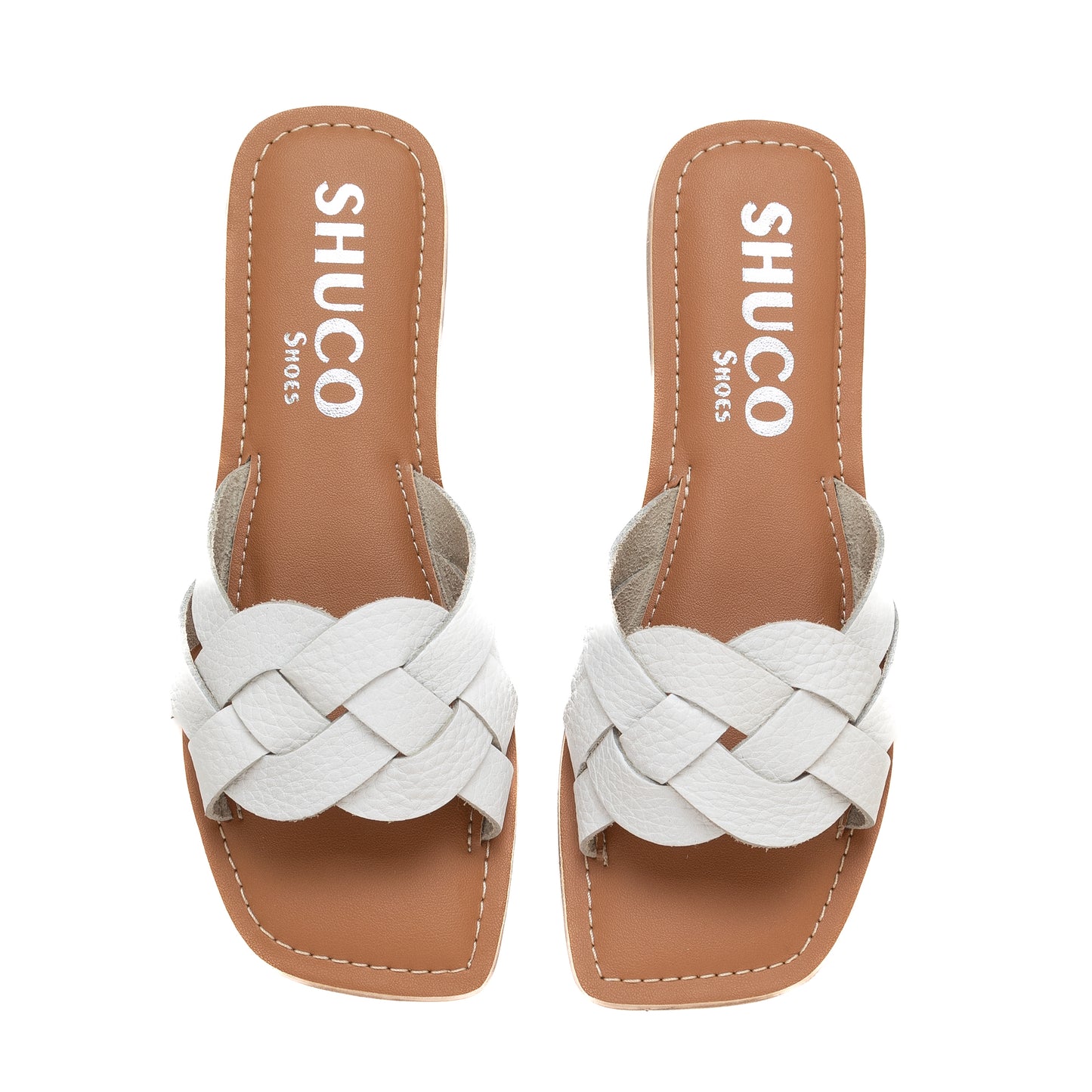 LEA WHITE ZAGGRAIN FLAT SANDAL