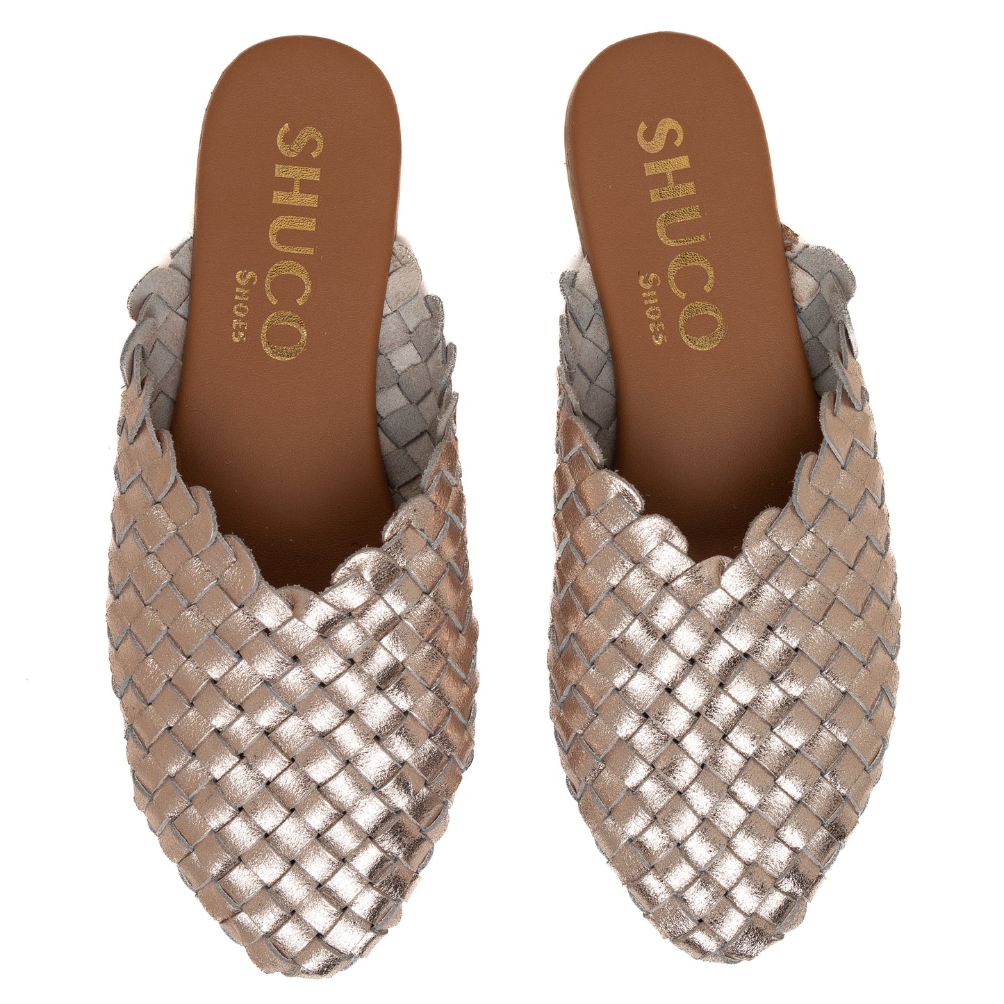 LILY GOLD FLAT WOVEN MULE