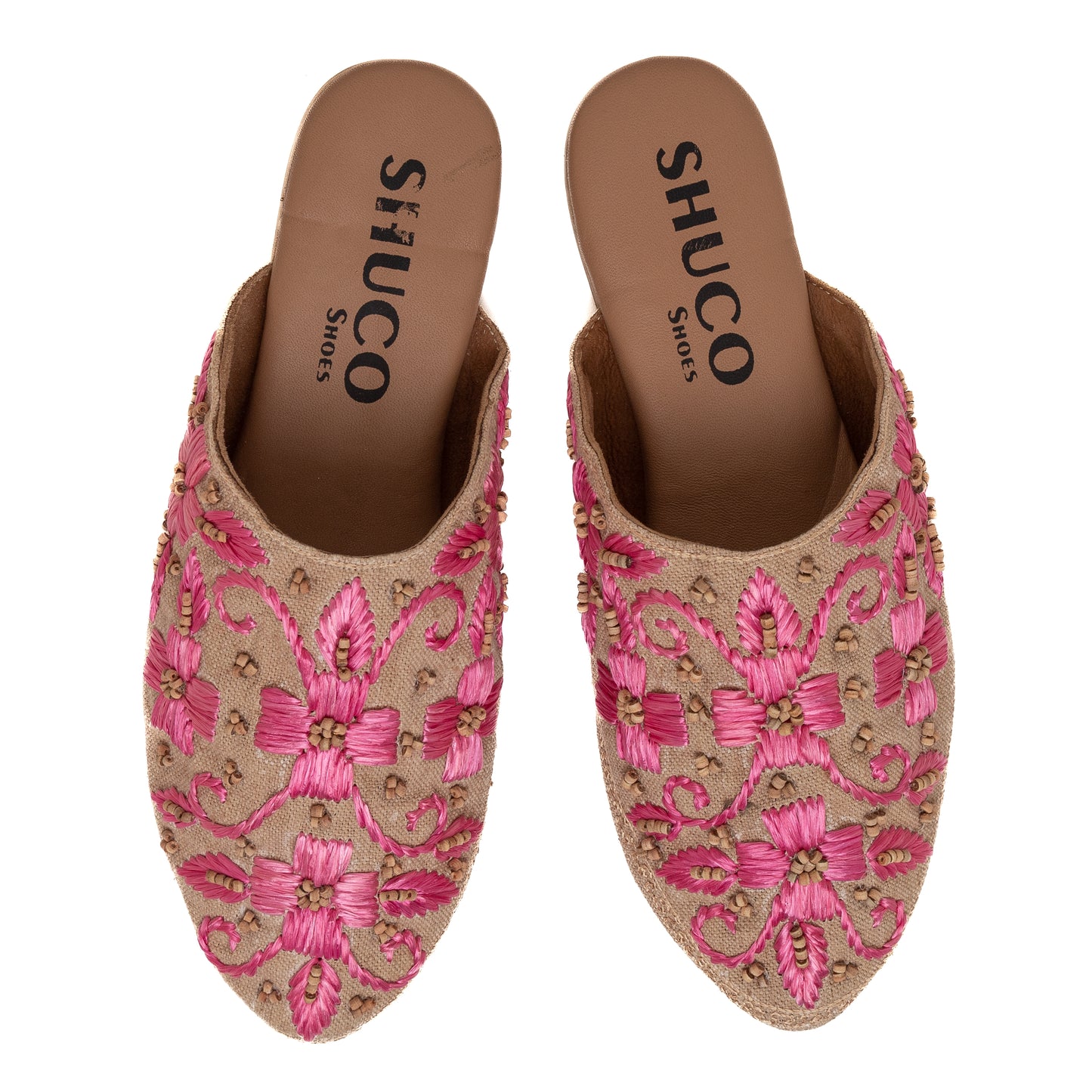 ZURI PINK EMBROIDERED FLAT MULE