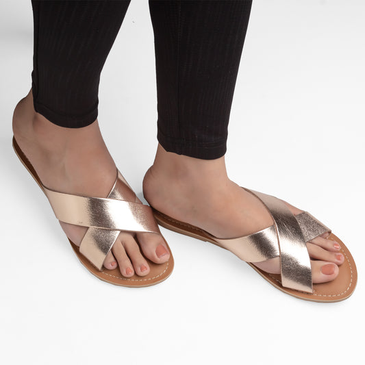 BRIA GOLD FLAT SANDAL