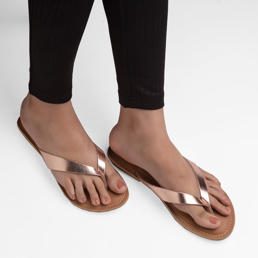 SARA ROSEGOLD FLAT SANDAL