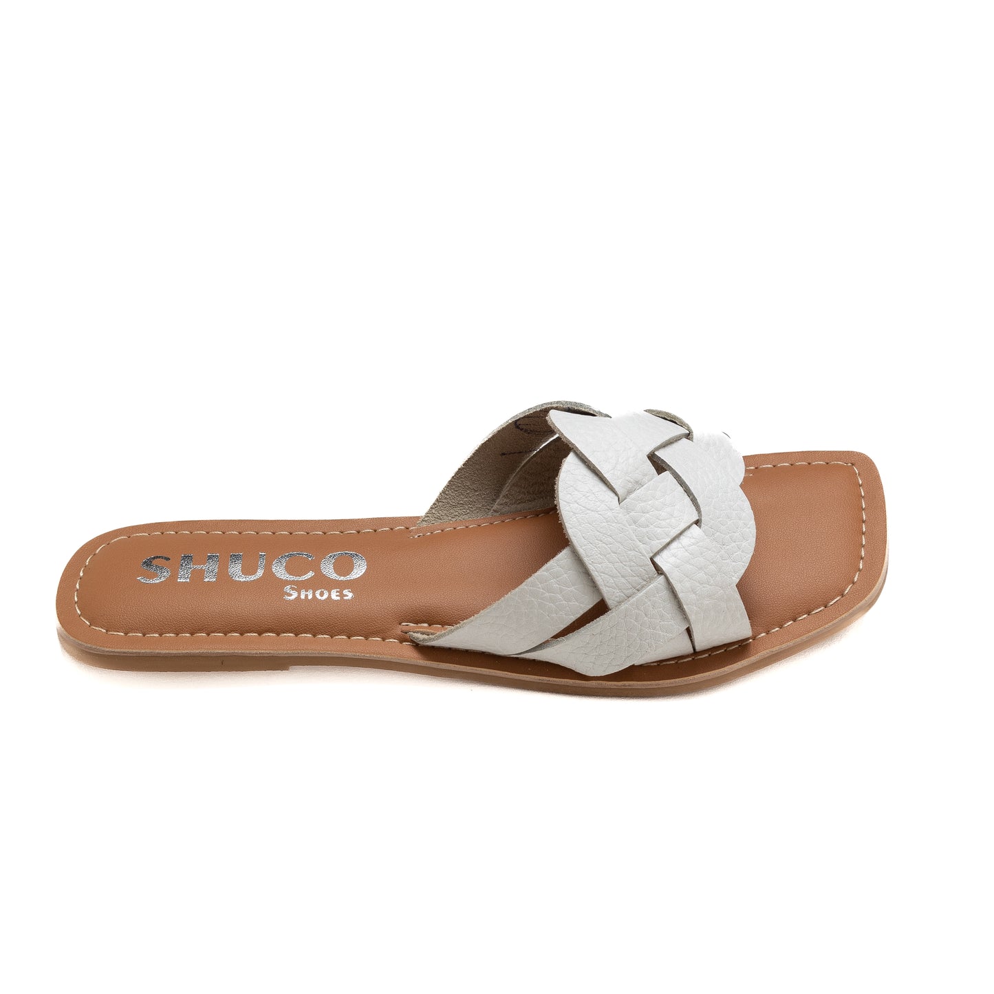 LEA WHITE ZAGGRAIN FLAT SANDAL