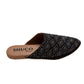 ZOEY BLACK EMBROIDERED FLAT MULE