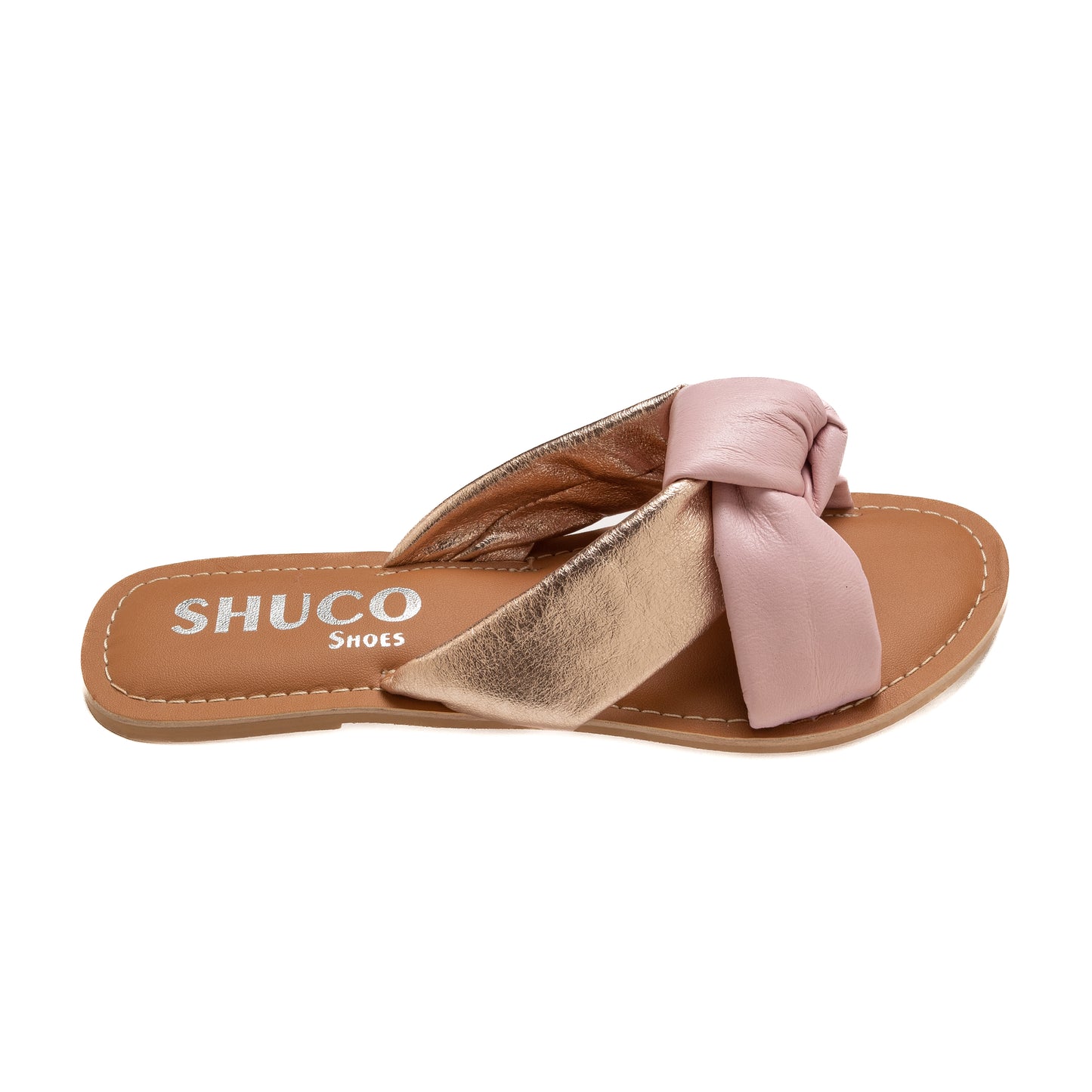 BELLA BABY PINK/GOLD FLAT SANDAL