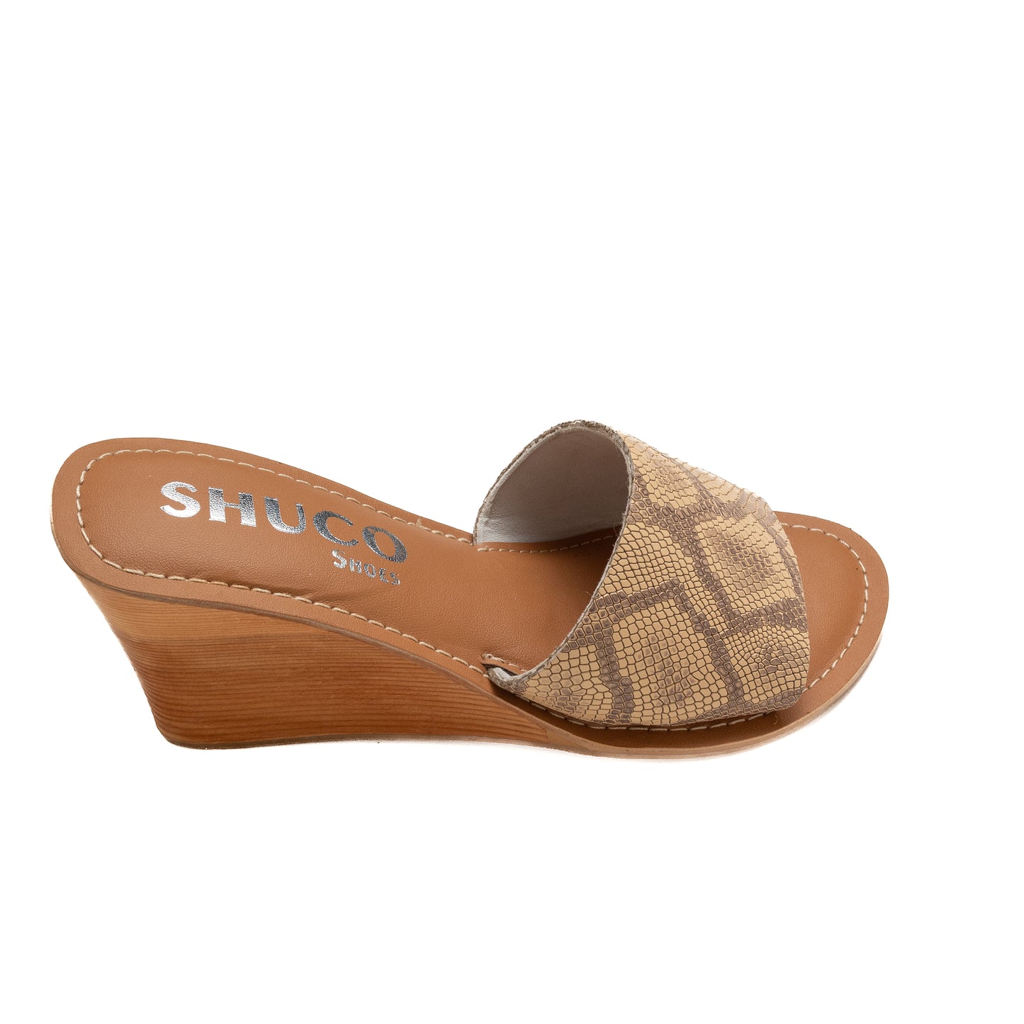 NAOMI BEIGE SNAKE WEDGE HEEL SANDAL