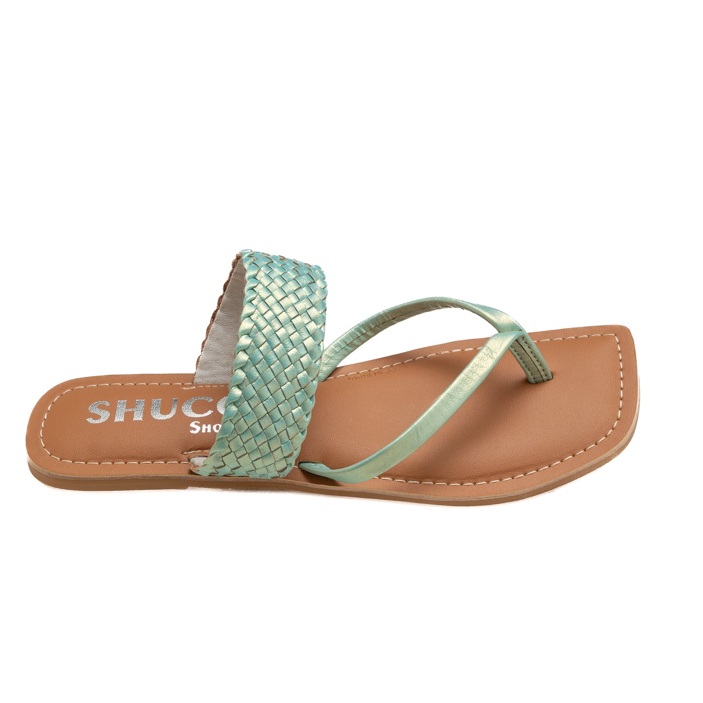 CAPRI TURQUOISE MET. FLAT SANDAL