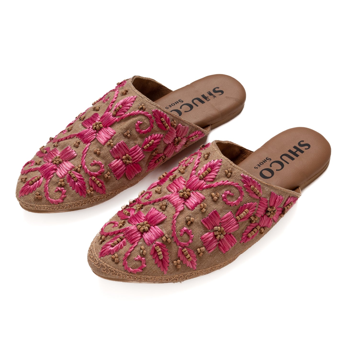 ZURI PINK EMBROIDERED FLAT MULE