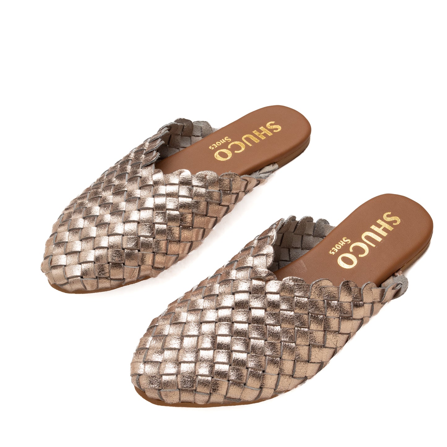 LILY GOLD FLAT WOVEN MULE