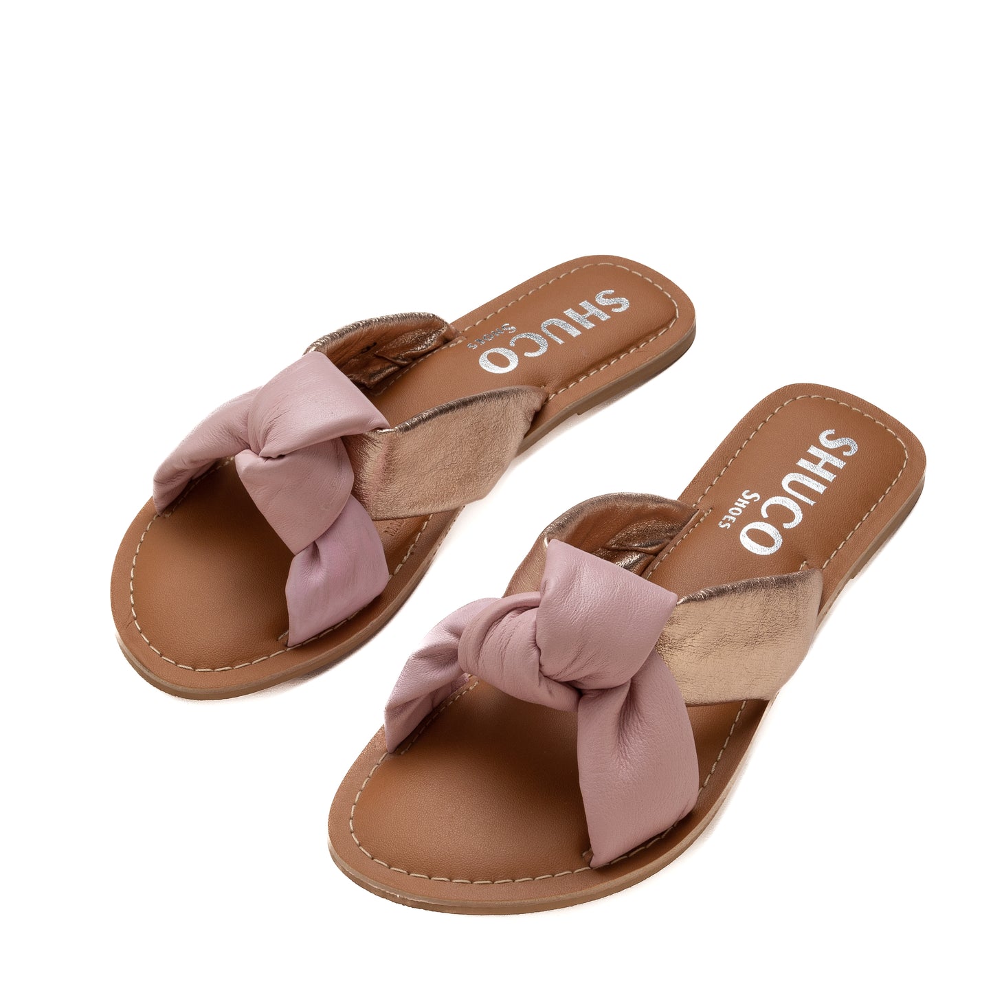 BELLA BABY PINK/GOLD FLAT SANDAL