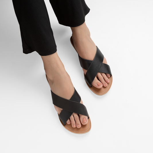 BRIA BLACK FLAT SANDAL