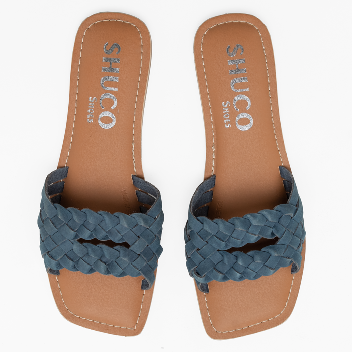 ZORA NAVY NUBUCK FLAT SANDAL