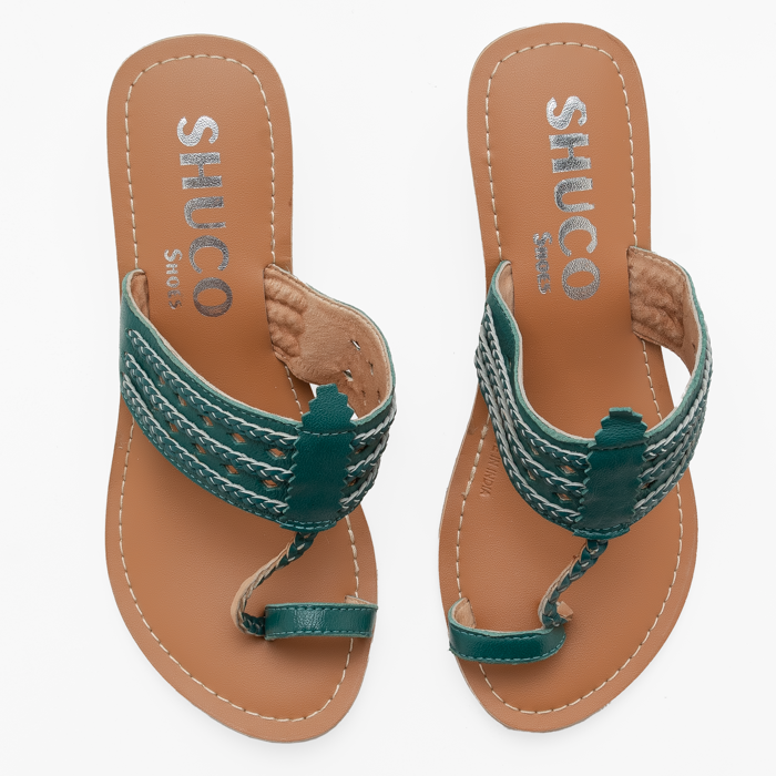 VEDYA TEAL WEDGE HEEL KOLHAPURI