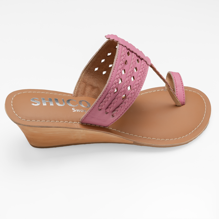 VEDYA BUBBLEGUM WEDGE HEEL KOLHAPURI