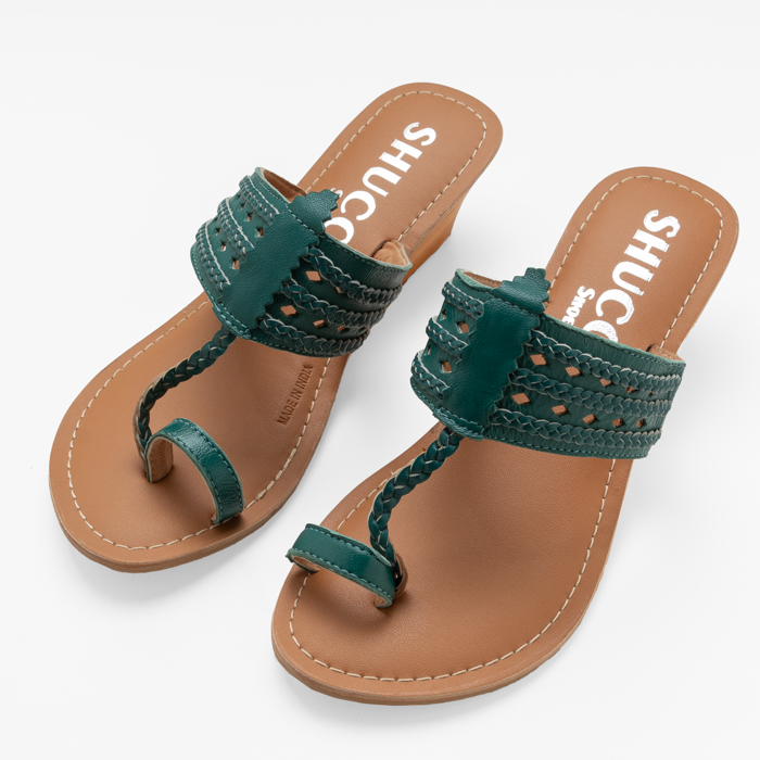 VEDYA TEAL WEDGE HEEL KOLHAPURI