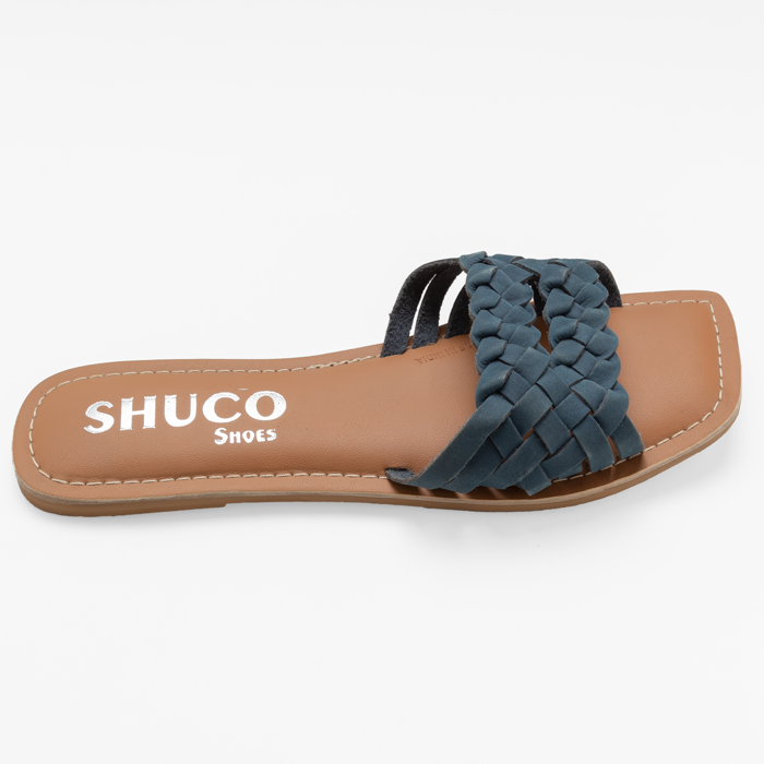 ZORA NAVY NUBUCK FLAT SANDAL